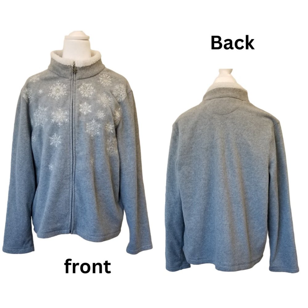 Croft & Barrow Snowflake Fleece Zipper Sweater Jacket PL